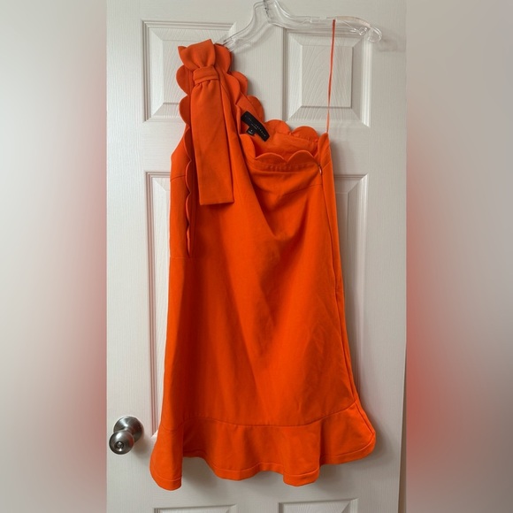 Victoria Beckham for Target Orange One Shoulder Ruffle Scalloped Dress Small S - Picture 2 of 4